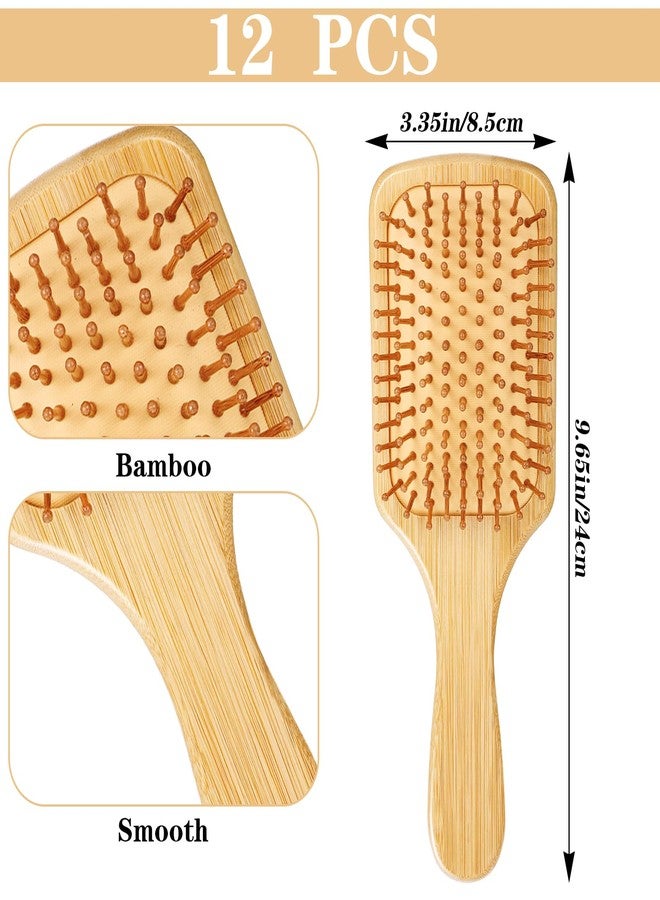 Molain 12 Pcs Bamboo Hair Brush, Bulk Wooden Paddle Brush for Women Round-tipped Bamboo Bristles, Detangling Brushes Lightweight Scalp Massage Anti Static for Women Men (9.84'' × 3.4'') - Image 2